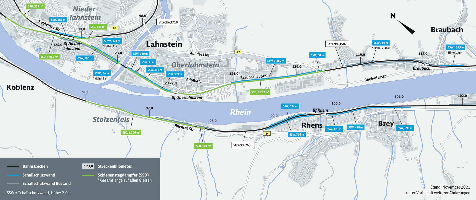 Karte Lahnstein-Rhens-Brey-Braubach